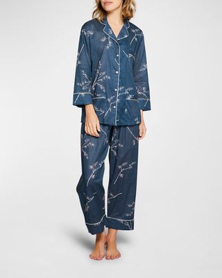 Cropped Botanical-Print Pajama Set
