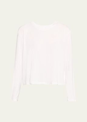 Cropped Boyfriend Long-Sleeve Crewneck Tee