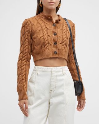 Cropped Cable-Knit Cardigan