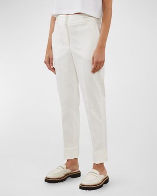 Cropped Chain-Embellished High-Rise Pants