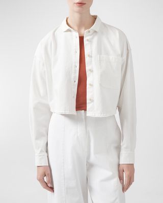 Cropped Cotton Button-Front Shirt