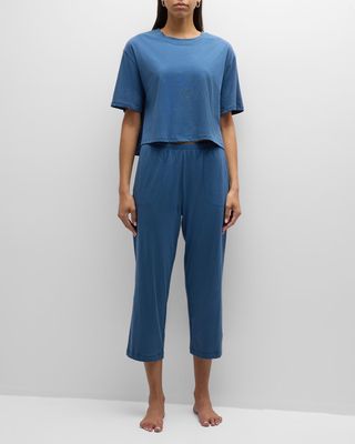 Cropped Cotton Jersey Pajama Set