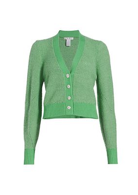 Cropped Crystal-Button Cardigan