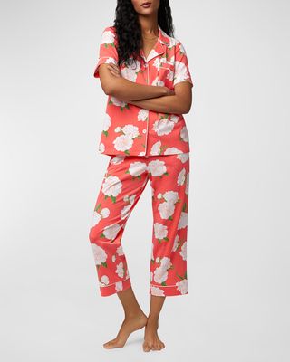 Cropped Floral-Print Jersey Pajama Set