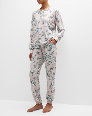 Cropped Floral-Print Pajama Pants