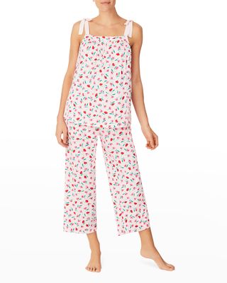 cropped floral-print tank pajama set