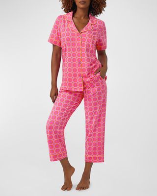 Cropped Geometric-Print Jersey Pajama Set