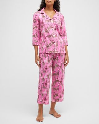 Cropped Giraffe-Print Pajama Set