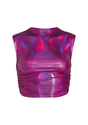 Cropped Holographic Top