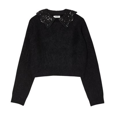 Cropped jumper with sequins