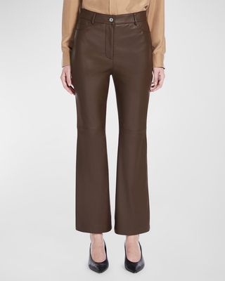 Cropped Leather Flare Pants