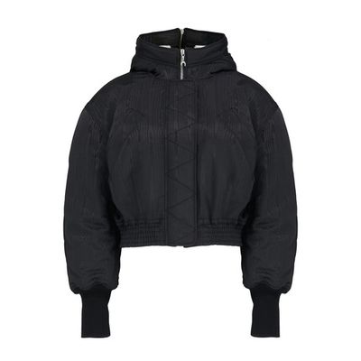 Cropped moire puffer jacket Recycled