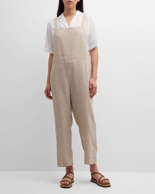 Cropped Organic Linen Overall Jumpsuit