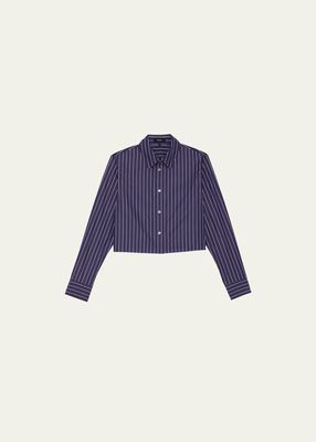 Cropped Pinstripe Button-Front Shirt