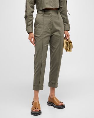 Cropped Pintuck Trousers