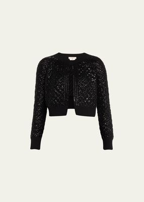 Cropped Sequin Cashmere Cardigan