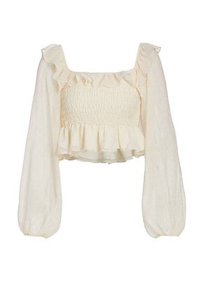 Cropped Smocked Ruffle Top