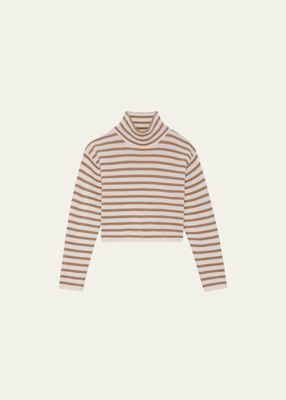 Cropped Turtleneck Striped Sweater