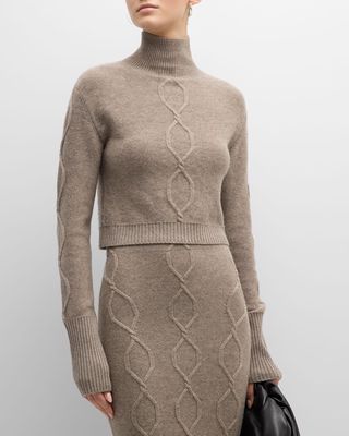 Cropped Turtleneck Wool-Cashmere Sweater
