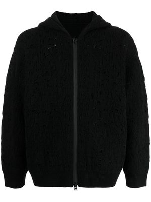 CROQUIS cut-out zip-up hoodie - Black