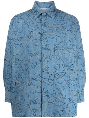 CROQUIS embroidered long-sleeve denim shirt - Blue