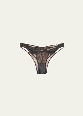 Crosby Cutout Satin & Floral Lace Briefs