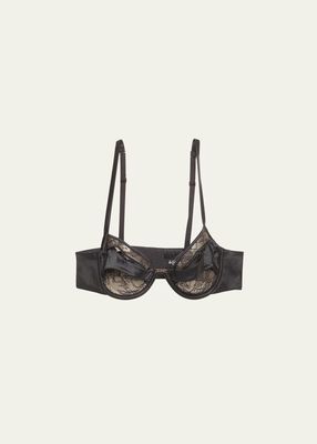 Crosby Cutout Satin-Trim Lace Balconette Bra