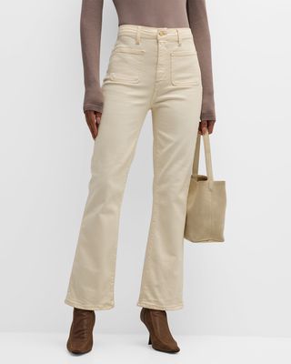 Crosby Flared Crop Patch-Pocket Jeans
