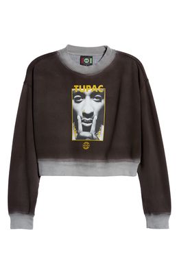 Cross Colours Women's Tupac Hush Graphic Sweatshirt in Vintage Ombre Black