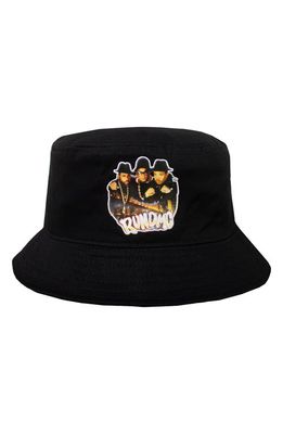 Cross Colours x Run DMC Gold Chains Patch Bucket Hat in Black