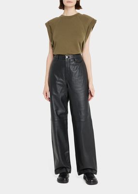 Crossin High-Rise Straight Leather Pants