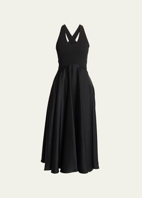 Crossover Open-Back Sleeveless Midi Dress