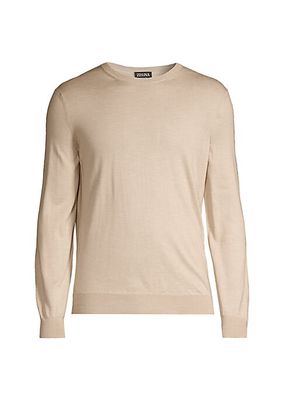 Crossover Silk & Cashmere-Blend Crewneck Sweater