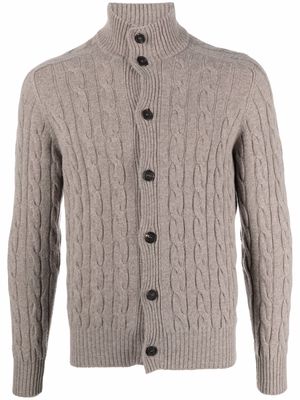 Cruciani cable-knit button-down cardigan - Neutrals