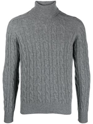 Cruciani cable-knit roll-neck jumper - Grey