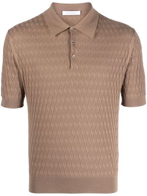 Cruciani diamond-pattern cotton polo shirt - Brown