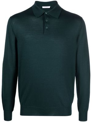 Cruciani fine-knit long-sleeved polo shirt - Green