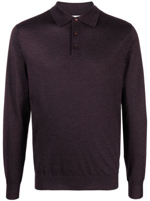 Cruciani fine-knit long-sleeved polo shirt - Purple
