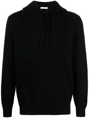Cruciani long-sleeve fine-knit hoodie - Black