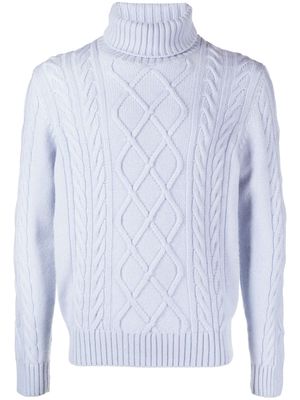 Cruciani roll-neck cable-knit jumper - Blue