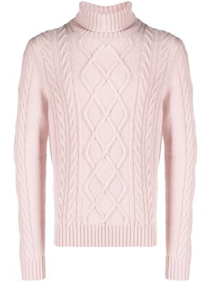 Cruciani roll-neck cable-knit jumper - Pink