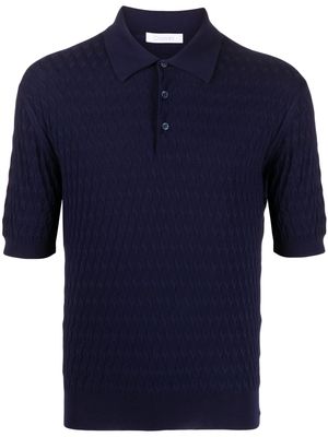 Cruciani short-sleeve knitted cotton polo shirt - Blue