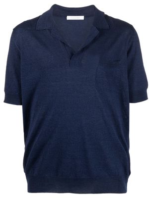 Cruciani short-sleeve slub-texture polo shirt - Blue