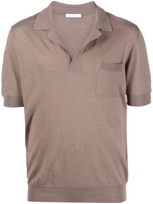 Cruciani short-sleeve slub-texture polo shirt - Brown