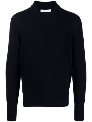 Cruciani spread-collar long-sleeved jumper - Blue