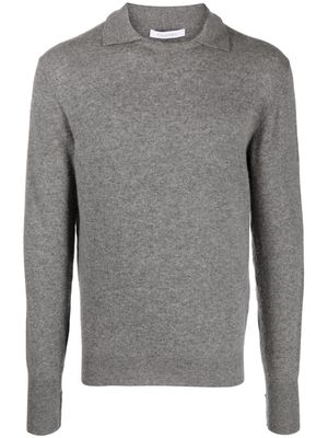 Cruciani spread-collar long-sleeved jumper - Grey
