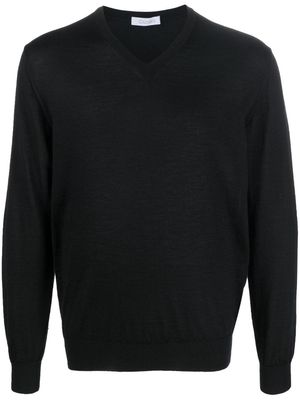 Cruciani V-neck long-sleeve jumper - Black