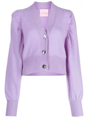 CRUSH CASHMERE Alana puff-sleeve cardigan - Purple