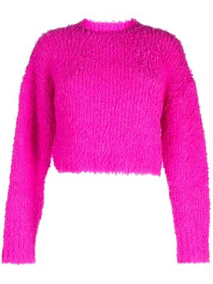 CRUSH CASHMERE crew-neck textured jumper - Pink