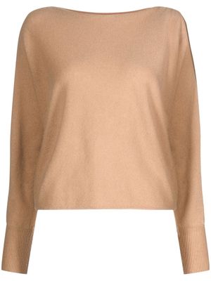 CRUSH CASHMERE Janice boat-neck cashmere top - Brown